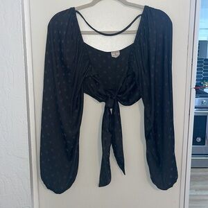 By together Black Women's long sleeve Crop Top ~ M